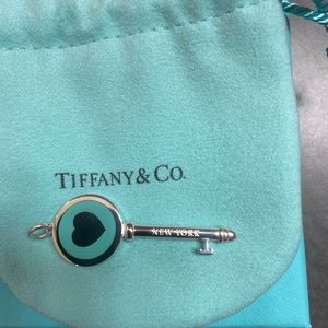 Sterling silver blue medium size heart key